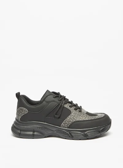 Flora Bella By Shoexpress Women's Monogram Print Casual Shoes Sneakers With Lace-Up Closure