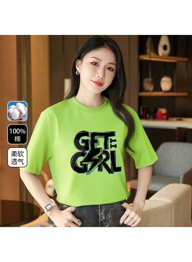 Jeanswest Basic Women's Loose Round Neck T-shirt summer Minimalist Cotton Printed Short Sleeve casual Slimming Versatile Top - Image 2