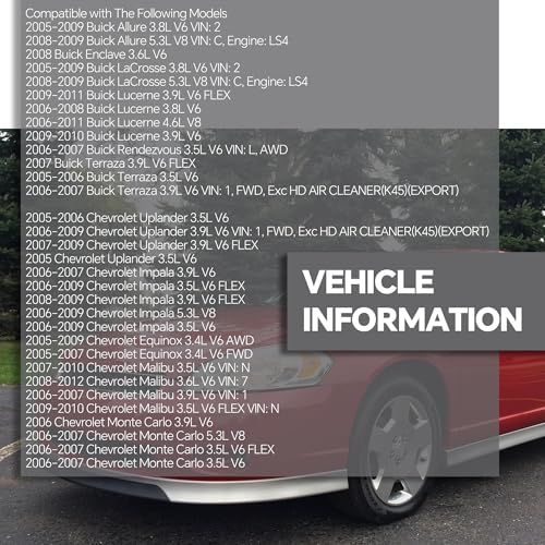 AdvanEX حساس تدفق الهواء AdvanEX MAF متوافق مع بويك لاكروس/لوسيرن/رونديزفوس، شيفروليه إمبالا/إيكوينوكس/مونتي كارلو، كاديلاك DTS، جي إم سي أكاديا يستبدل MAF1047 15911983 - Image 3