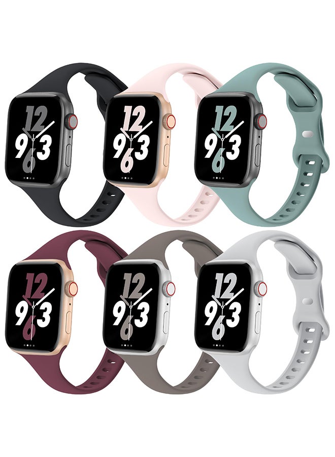 O Ozone Slim Thin Bands For Apple Watch Series 10 9 8 7 6 5 4 SE , 38/40/41/42mm, Soft Silicone Sport Smartwatch Strap- Multi2