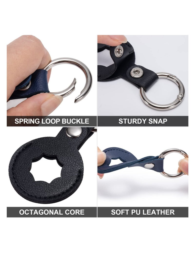 Captaintech Fit for AirTag Holder, PU Leather for AirTags Protecting Cover, AirTag Keychain with Anti-Lost Keyring, Compatible Protective Case for Apple Air Tag Tracker, 4 Pack (Red, Grey, Navy Blue, Black) - Image 4