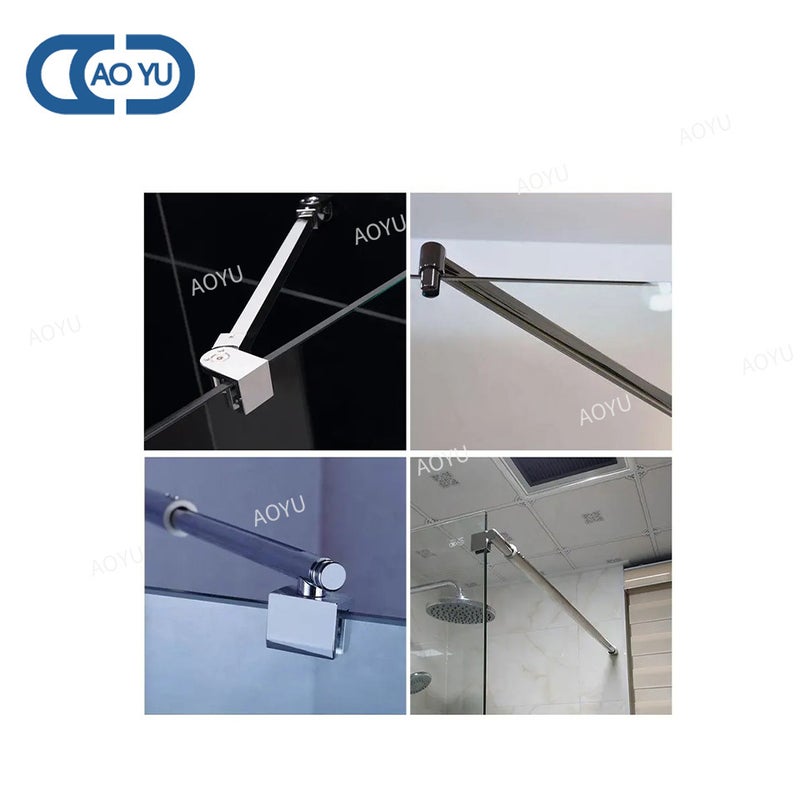 Bathroom Glass Door Pull Rod 304 Stainless Steel Double-Headed Oblique Head Flat Head Support Rod Shower Room Telescopic Rod Accessories - Image 3
