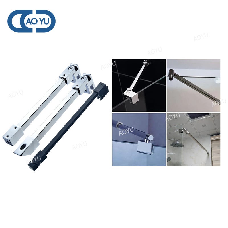 Bathroom Glass Door Pull Rod 304 Stainless Steel Double-Headed Oblique Head Flat Head Support Rod Shower Room Telescopic Rod Accessories - Image 2