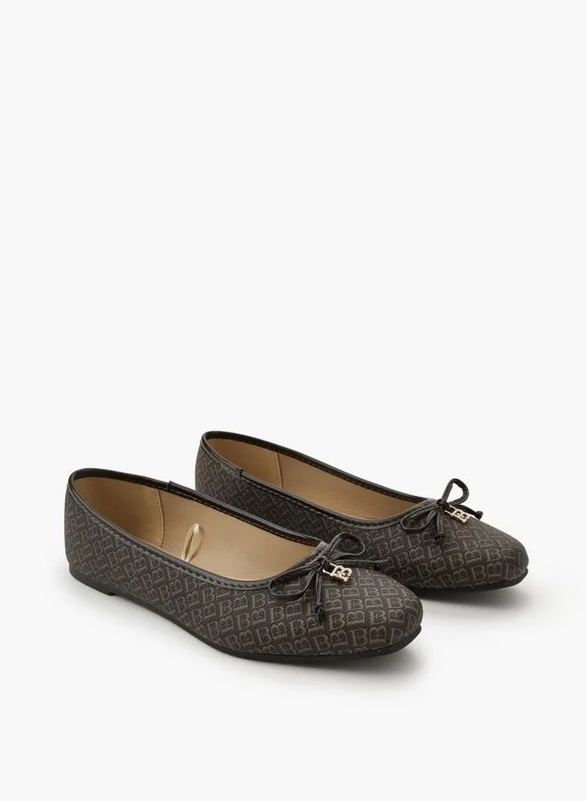 Flora Bella Monogram Print Slip-On Ballerina Shoes