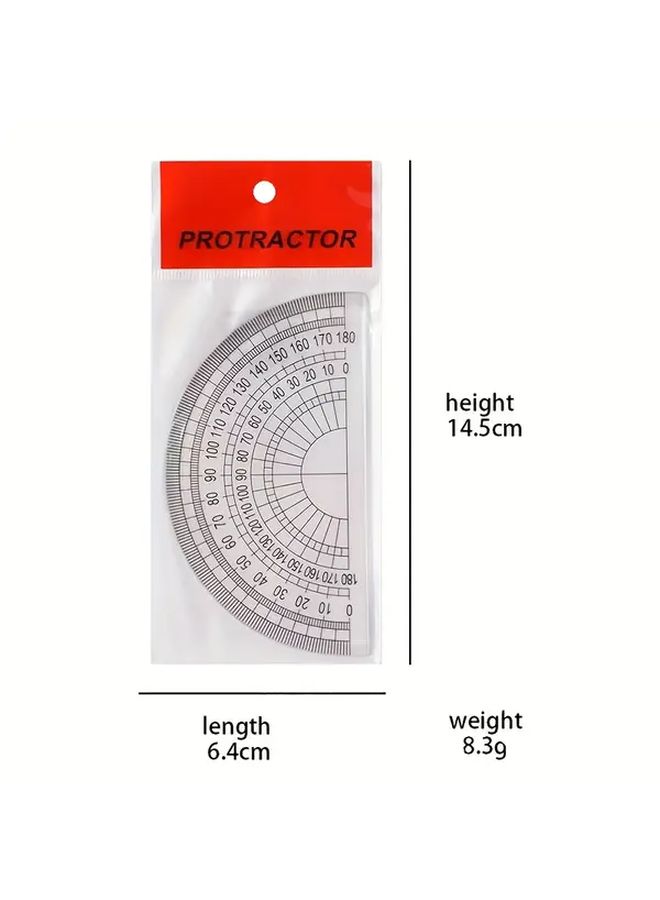 4 Pcs Transparent Plastic Protractor 360 Degree Angle Measuring Tool With Black Markings For Precise Measurement Ideal For Students And Artists Drawing Tool Transparent Design Durable Plastic - Image 4