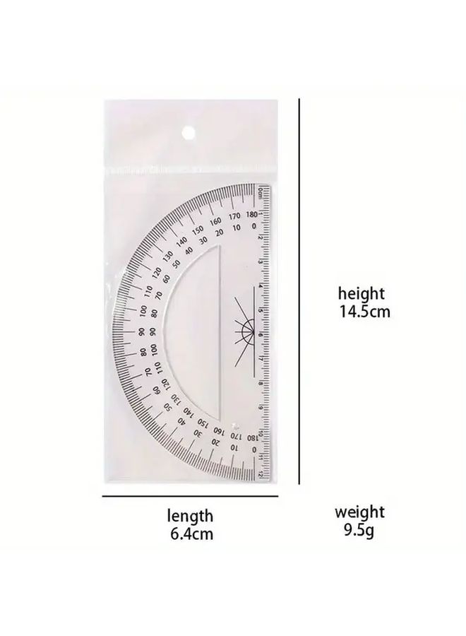 4 Pcs Transparent Plastic Protractor 360 Degree Angle Measuring Tool With Black Markings For Precise Measurement Ideal For Students And Artists Drawing Tool Transparent Design Durable Plastic - Image 5