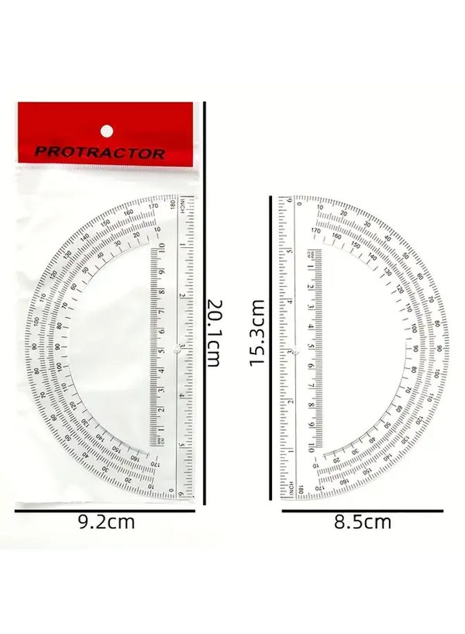 4 Pcs Transparent Plastic Protractor 360 Degree Angle Measuring Tool With Black Markings For Precise Measurement Ideal For Students And Artists Drawing Tool Transparent Design Durable Plastic - Image 3