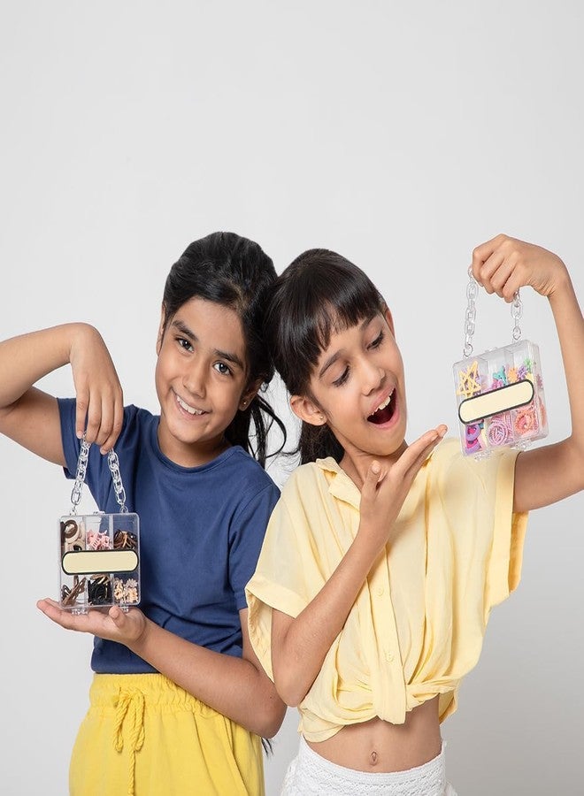 Zurato Kids Hair Accessories Set with Transparent Purse | Assorted Mini Hair Ties, Coil Bands, Flower Clips, Mini Clutchers, Heart & Star Clips | Multicolour Styling Kit for Girls & Toddlers - Image 3