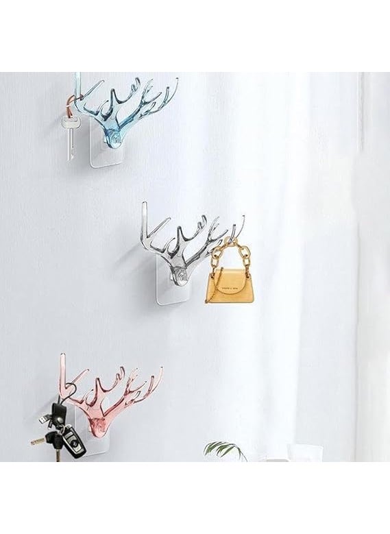 SHOPECOM SHOPECOM Dear Sticker Hook Heavy Duty Self Adhesive Hook Wall Strong Sticky Hangers for Wall Hanging Kitchen Accessories Clothes Wall Mount Waterproof for Coats Bag Home Office Keys Sticky Hook2pc  - Image 2