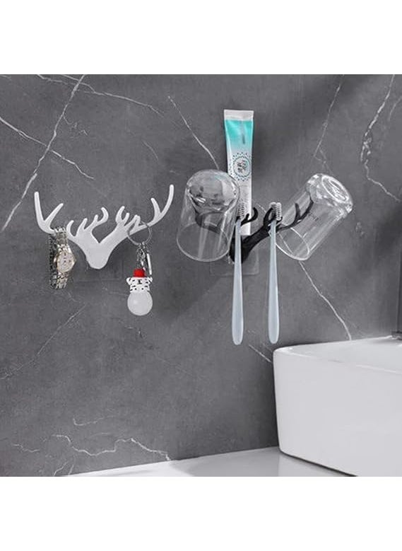 SHOPECOM SHOPECOM Dear Sticker Hook Heavy Duty Self Adhesive Hook Wall Strong Sticky Hangers for Wall Hanging Kitchen Accessories Clothes Wall Mount Waterproof for Coats Bag Home Office Keys Sticky Hook2pc  - Image 5