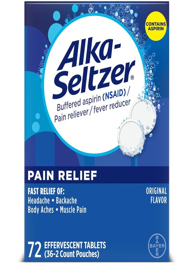 Alka-Seltzer Pain Relief, Aspirin Effervescent Tablets for Fast Pain Relief, 72 Ct - Image 1