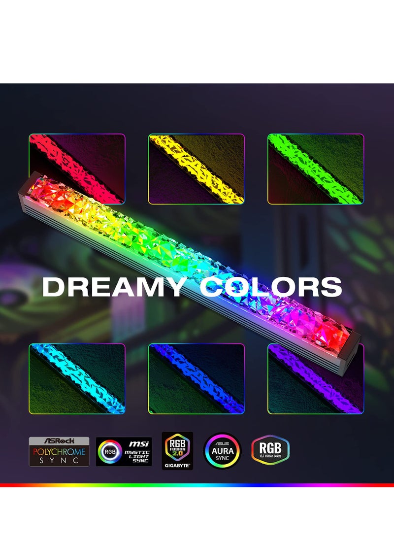 Acrylic ARGB LED Strip for Gaming Case with 5V 3-pin ARGB LED and 4-pin Header Adapter, Compatible with Aura SYNC, Gigabyte RGB Fusion, MSI Mystic Light Sync(280MM)