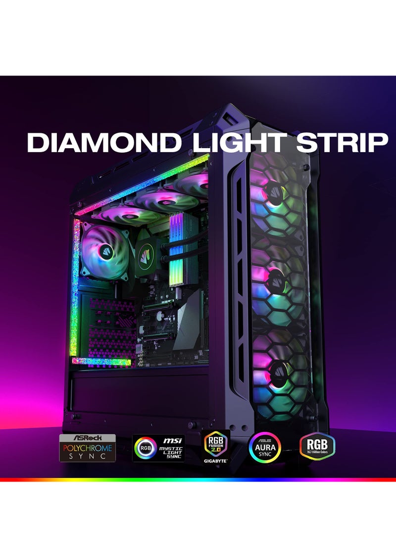 Acrylic ARGB LED Strip for Gaming Case with 5V 3-pin ARGB LED and 4-pin Header Adapter, Compatible with Aura SYNC, Gigabyte RGB Fusion, MSI Mystic Light Sync(280MM)