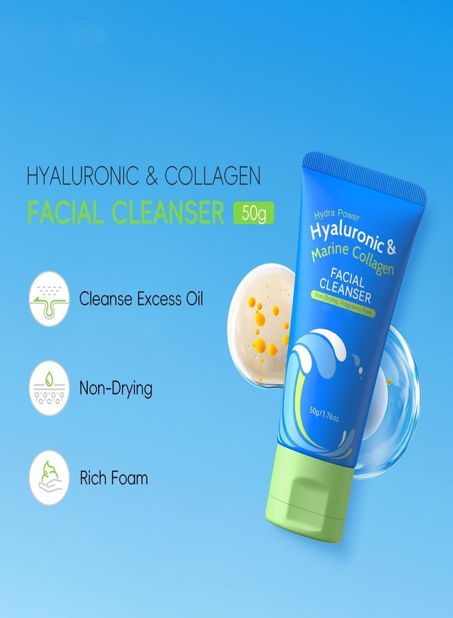 BEUKING Hydrating Hyaluronic Collagen Facial Cleanser, Gentle Face Cleanser with Hyaluronic Acid+Centella Asiatica Extract, Pore Cleanser Safe Daily Face Wash For Dry Oily Sensitive Skin, 1.76 fl oz - Image 3