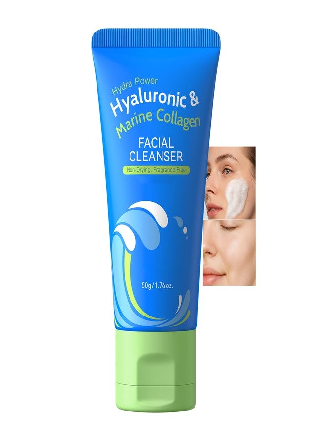 BEUKING Hydrating Hyaluronic Collagen Facial Cleanser, Gentle Face Cleanser with Hyaluronic Acid+Centella Asiatica Extract, Pore Cleanser Safe Daily Face Wash For Dry Oily Sensitive Skin, 1.76 fl oz - Image 1