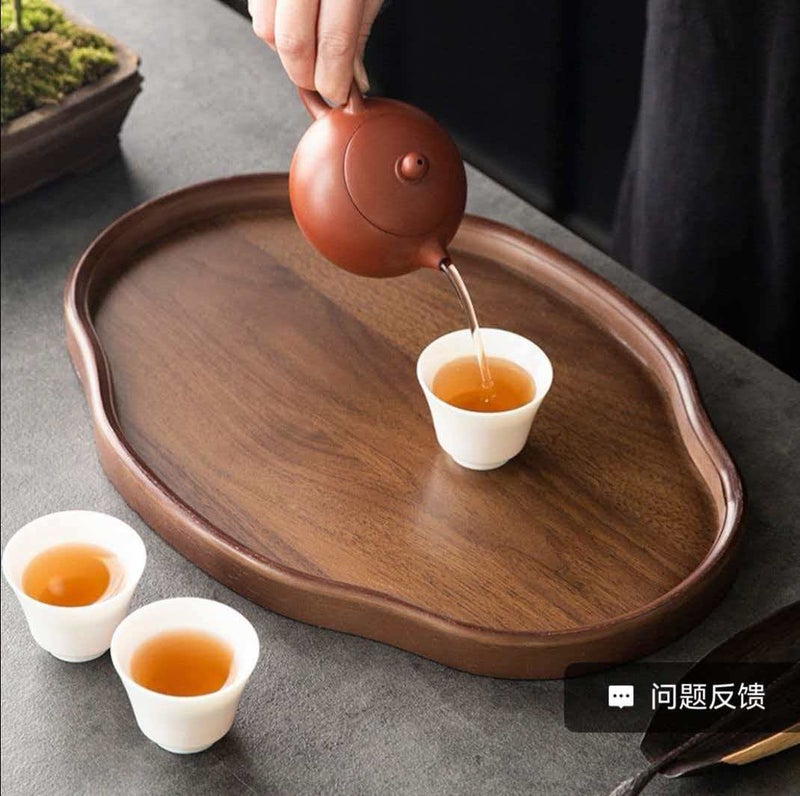Two trays, including a classic decorative wooden tray with slightly raised edges, designed for serving tea, coffee, and tableware. - Image 2