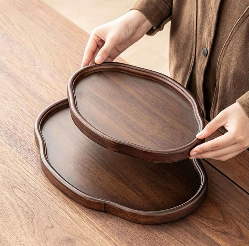Two trays, including a classic decorative wooden tray with slightly raised edges, designed for serving tea, coffee, and tableware. - Image 5