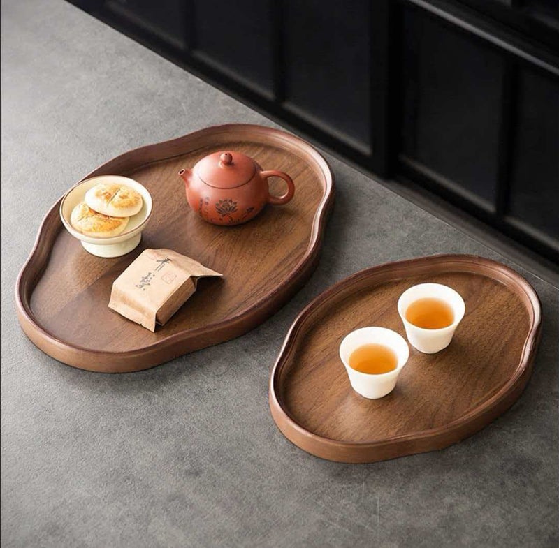 Two trays, including a classic decorative wooden tray with slightly raised edges, designed for serving tea, coffee, and tableware. - Image 3