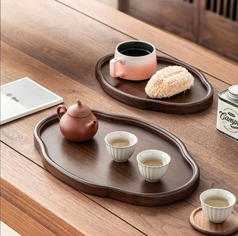 Two trays, including a classic decorative wooden tray with slightly raised edges, designed for serving tea, coffee, and tableware. - Image 4