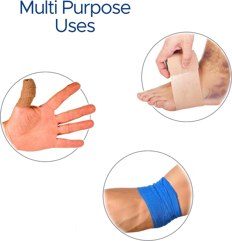 SNL Black  Cohesive Bandage Wrap 2 x 5 Yards by SNL Latex Free Individually Wrapped Rolls Adhesive Stretchable Breathable First Aid Sports Athletic Ankle Medical Tape Humans  Animals  6 Pack - Image 3