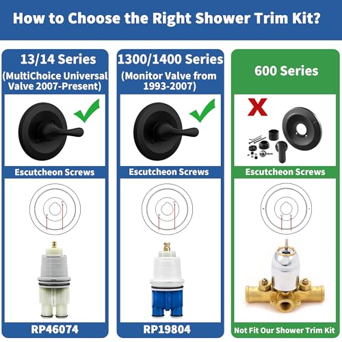KANDENT Replacement for D Faucet 13 Series Single-Function Shower Valve Trim Kit, Shower Handle, Matte Black Shower Trim Kit T13020-BL (Cartridge and Valve Not Included) - Image 2
