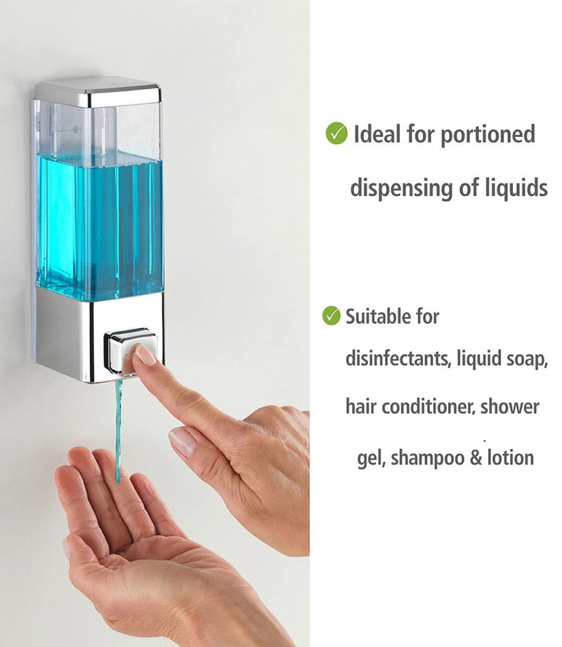 BATH GURU Multi Purpose Plastic Wall Mounted Shampoo Conditioner Hand Wash Gel Dispenser Liquid Soap Sanitizer Dispenser for Bathroom Basin Kitchen Sink 350 Ml Pack of 4 Clear (Chrome Plated) - Image 4