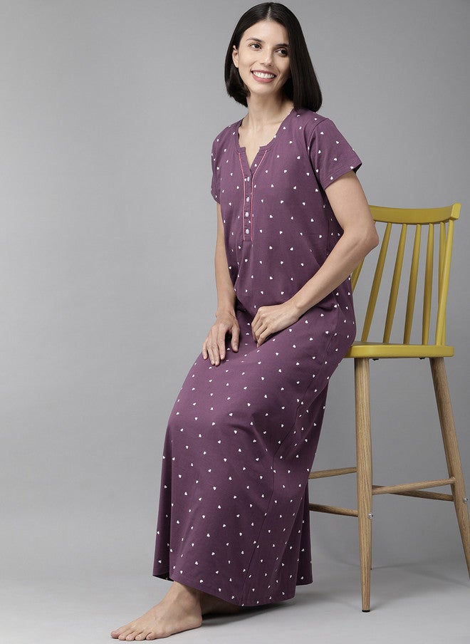 Zeyo Conversational Printed Pure Cotton Nightdress - Image 1