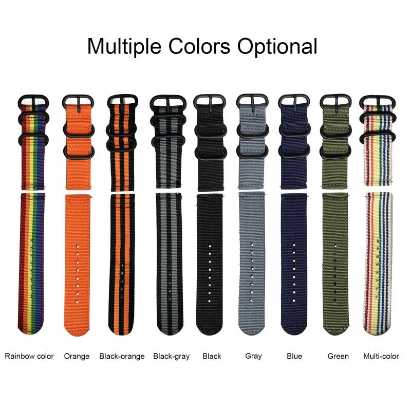 22mm Black Nylon Strap - Waterproof Durable Fade-Resistant Watch Band for Comfortable Universal Fit on Smart and Traditional Watches - Image 4
