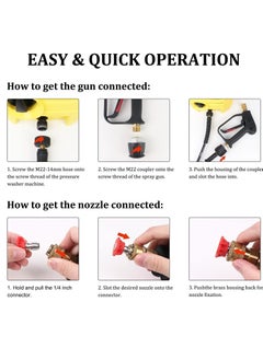 ALASAMCO 4000 PSI Pressure Washer Gun with 5 Interchangeable Spray Nozzles, Jet Washing Gun with 1/4 Inch Quick Connection and M22 Coupling  - Image 5
