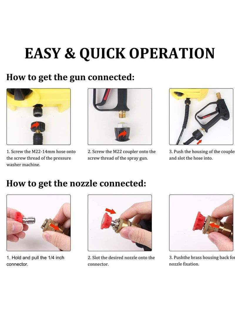 ALASAMCO 4000 PSI Pressure Washer Gun with 5 Interchangeable Spray Nozzles, Jet Washing Gun with 1/4 Inch Quick Connection and M22 Coupling  - Image 5