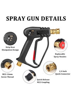 4000 PSI Pressure Washer Gun with 5 Interchangeable Spray Nozzles, Jet Washing Gun with 1/4 Inch Quick Connection and M22 Coupling - pzsku/ZE228C1AFEBEE8134E576Z/45/_/1710489212/dc6bdaa4-5527-4336-90a6-49a6464a7e93