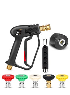 ALASAMCO 4000 PSI Pressure Washer Gun with 5 Interchangeable Spray Nozzles, Jet Washing Gun with 1/4 Inch Quick Connection and M22 Coupling  - Image 1