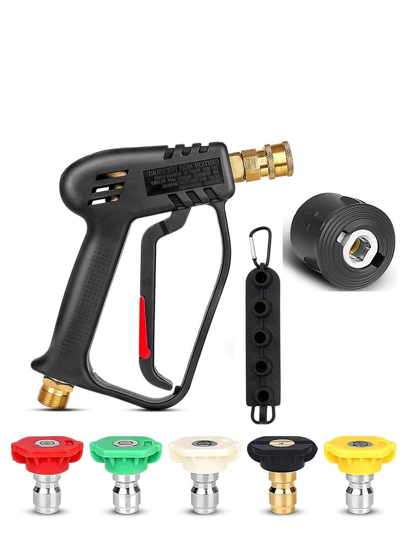 ALASAMCO 4000 PSI Pressure Washer Gun with 5 Interchangeable Spray Nozzles, Jet Washing Gun with 1/4 Inch Quick Connection and M22 Coupling  - Image 1
