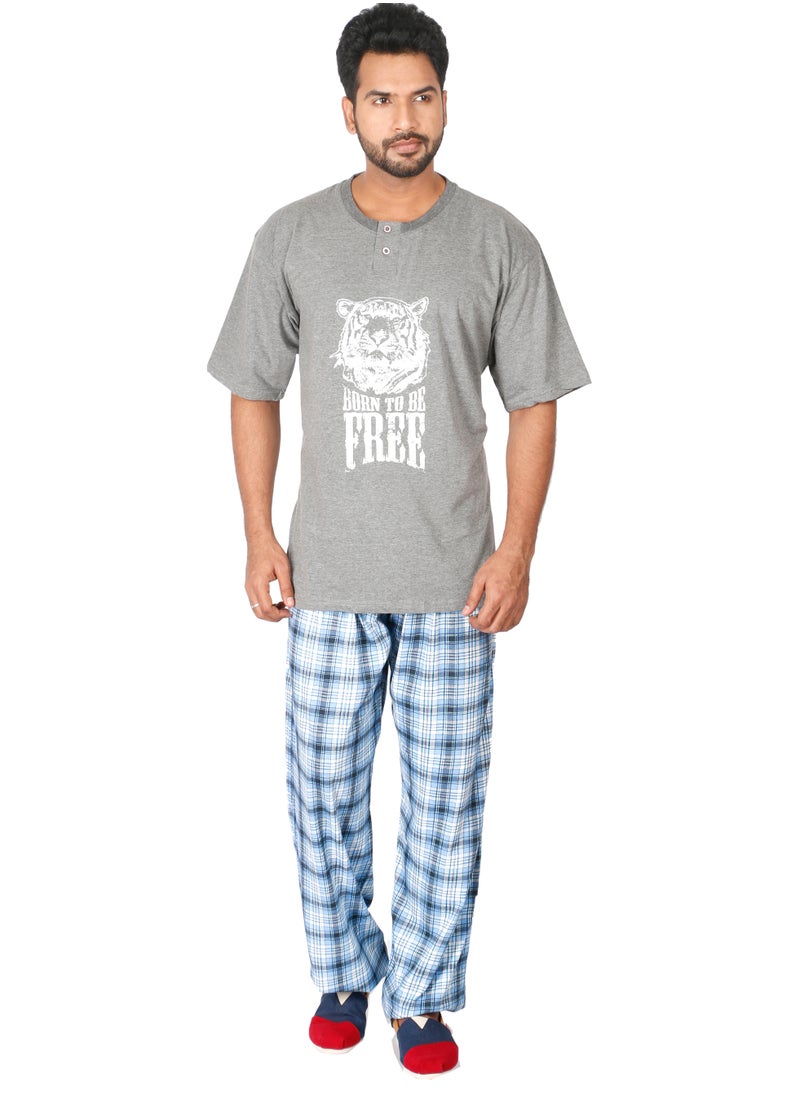 Soko Mesh Premium Grey Sleepwear Set for Men, Ultimate Comfort and Style for Relaxation and Restful Nights  - Image 1