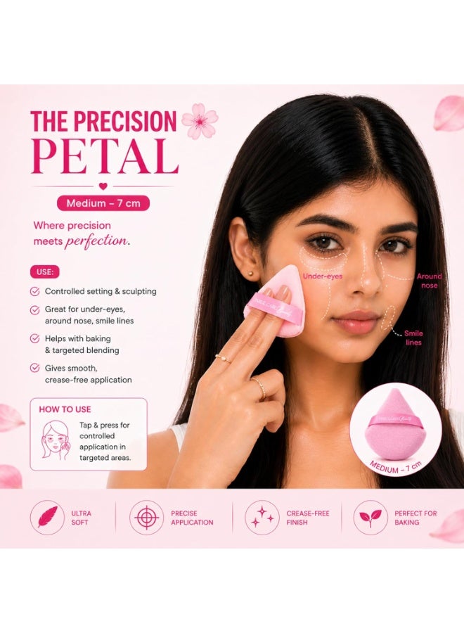 Parul Garg Beauty Makeup Puff Trio | Powder Pizza Puff with Strap Soft Dual Texture | Reusable Face Puff, Cosmetic Sponges for Loose & Compact Powder Application | Triangle puff for Makeup Sponges Gift Set Woman - Image 4