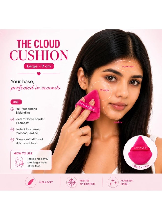 Parul Garg Beauty Makeup Puff Trio | Powder Pizza Puff with Strap Soft Dual Texture | Reusable Face Puff, Cosmetic Sponges for Loose & Compact Powder Application | Triangle puff for Makeup Sponges Gift Set Woman - Image 3