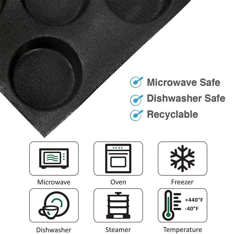 Baker Boutique Hamburger Bun Pan, Mesh Silicone Hamburger Bun Mold, Non Stick Baking Pan for Making Buns, Great Perforated Bakery Molds for Gluten Free Buns(8 loaf, 17.1X12.2X1.6 inch) - Image 5