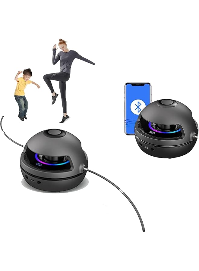 Electronic Fitness Jump Rope, Bluetooth Speaker Jump Rope with Digital Counter, Motorized No-Rope Design for Indoor Workouts, Perfect for Home, Gym, and Office Exercise