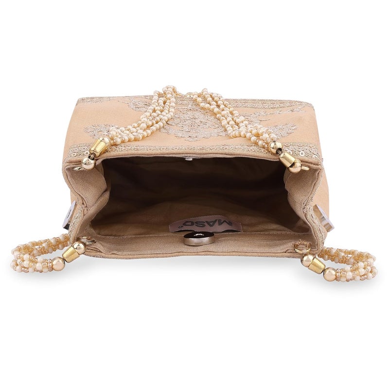 MASQ by Q-One Embroidered Silk Potli Bags - Handcrafted for Weddings, Festive Season & Special Occasions with Beads and Sequins - Made in India - Image 4