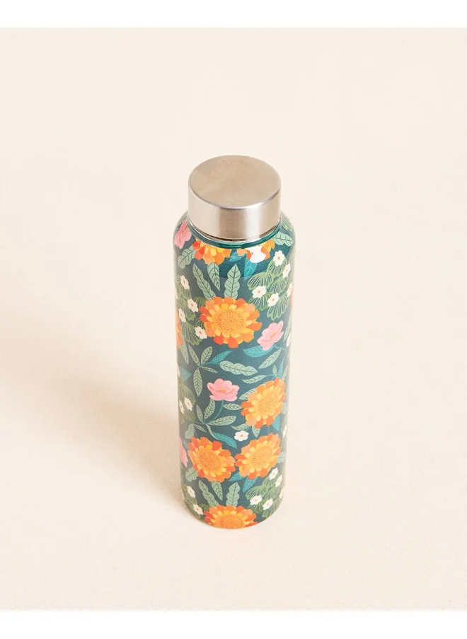 Chumbak Marigold Steel Bottle - Blue, 950ml