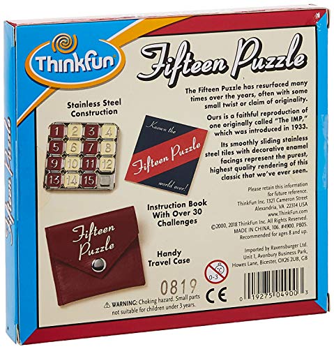 Think Fun ThinkFun Fifteen Puzzle - Classic Puzzle Game  Perfect for Travel  Can Fit in Your Pocket For Age 8 and Up - Image 2