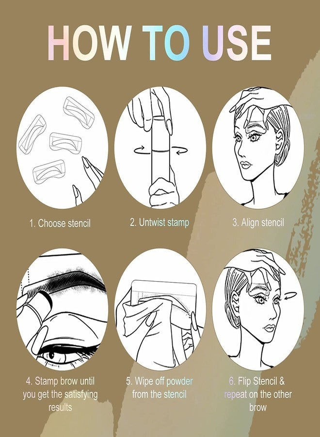 SIXPLUS Eyebrow Stamp and Stencil Kit - Perfect Brow, 3 Stencils, 1 Brush, Long-lasting, Waterproof (DARK BROWN) 1 - Image 4