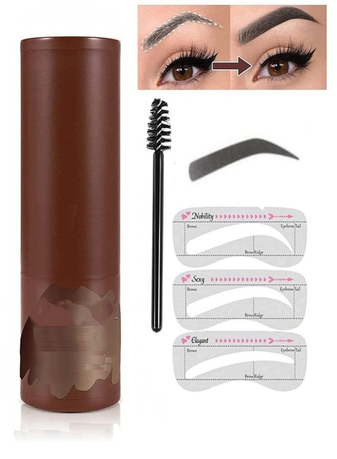 SIXPLUS Eyebrow Stamp and Stencil Kit - Perfect Brow, 3 Stencils, 1 Brush, Long-lasting, Waterproof (DARK BROWN) 1 - Image 2