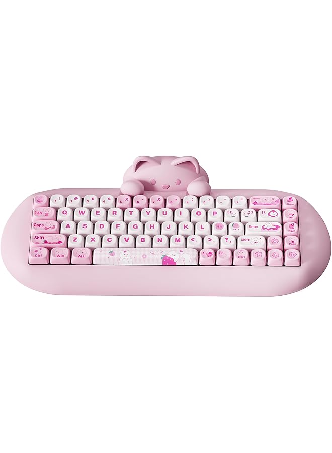 YUNZII C68 Wireless Mechanical Keyboard 65% Gaming Hot Swap Triple Mode Bt5.0/2.4G/Wired Gaming Keyboard Rgb Backlit Nkro Ergonomic For Win/Mac (Pink Milk Switch)  - Image 1