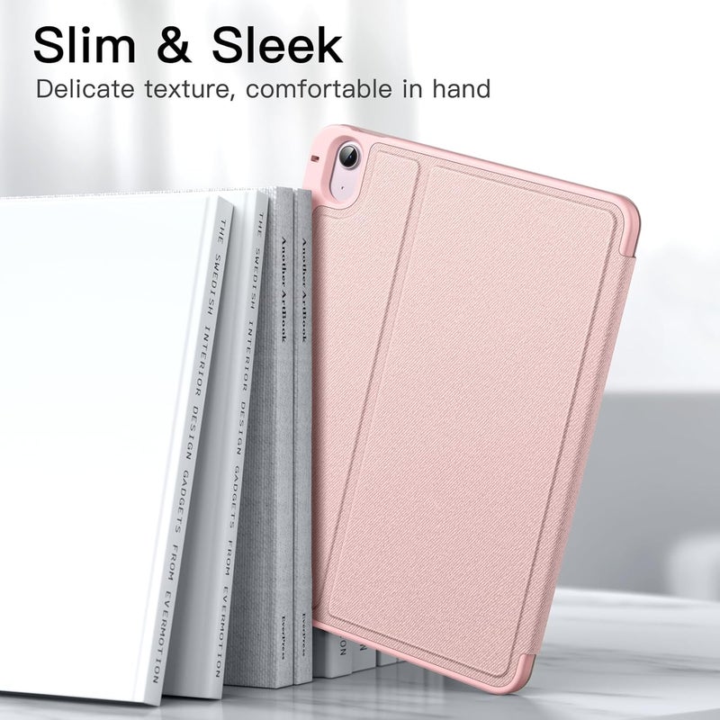 جي تيك حافظة لجهاز آيباد إير 11 بوصة M3/M2 2025/2024، وآيباد إير 5/4 2022/2020 5Th/4Th 10.9 بوصة مع حامل قلم رصاص، وغطاء واقٍ رفيع مع حامل فوليو، ورؤية متعددة الزوايا، وردي - Image 4