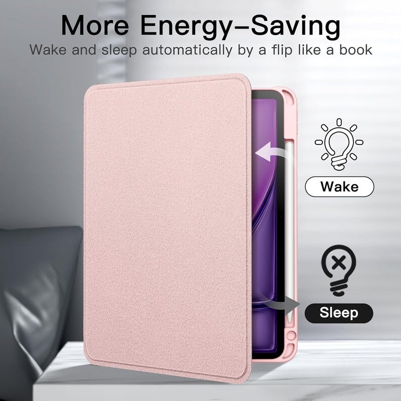 جي تيك حافظة لجهاز آيباد إير 11 بوصة M3/M2 2025/2024، وآيباد إير 5/4 2022/2020 5Th/4Th 10.9 بوصة مع حامل قلم رصاص، وغطاء واقٍ رفيع مع حامل فوليو، ورؤية متعددة الزوايا، وردي - Image 5