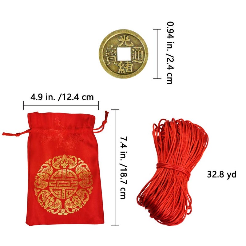 Supla 260 قطعة زينة العملات الصينية المحظوظة عملات فنغ شوي عملات الحظ الجيد وحقيبة محظوظة لعيد الربيع الصيني 2025 عام الثعبان - Image 2