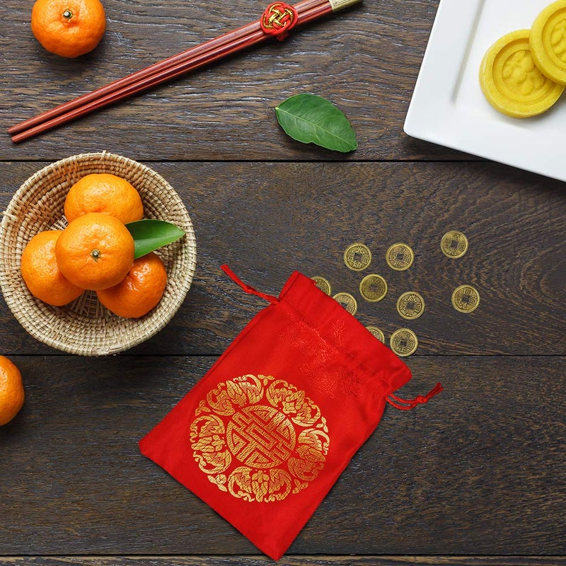 Supla 260 قطعة زينة العملات الصينية المحظوظة عملات فنغ شوي عملات الحظ الجيد وحقيبة محظوظة لعيد الربيع الصيني 2025 عام الثعبان - Image 5