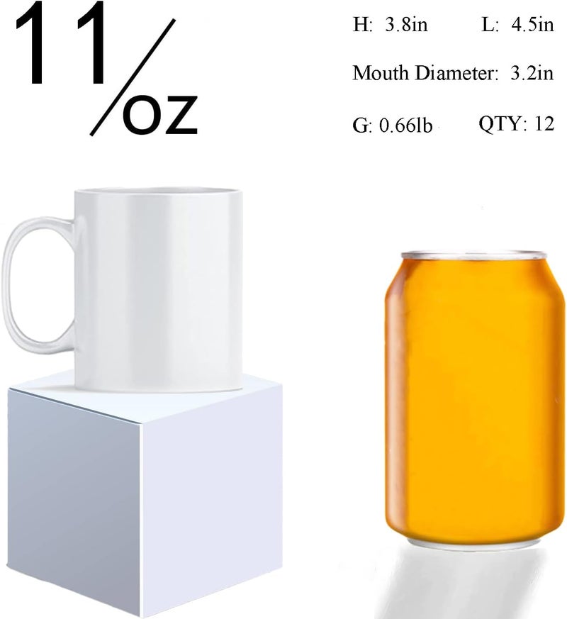 ABBSH Sublimation Mugs, Sublimation White Coffee Mugs Tazas Para Sublimacion Blank 11 OZ With Box for for Coffee, Soup, Tea, Milk, Latte, Hot Cocoa Set of 12 - Image 2