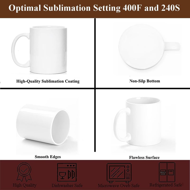 ABBSH Sublimation Mugs, Sublimation White Coffee Mugs Tazas Para Sublimacion Blank 11 OZ With Box for for Coffee, Soup, Tea, Milk, Latte, Hot Cocoa Set of 12 - Image 5